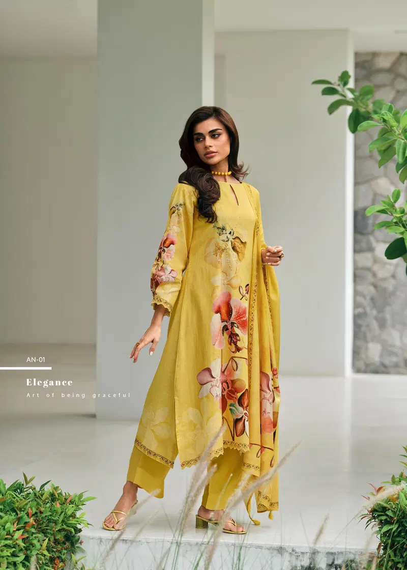 Alina By Varsha Cotton Linen Printed Salwar Suits Exporters In India